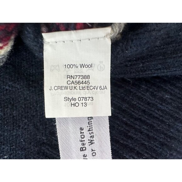 J CREW Womens Sz M 100% Wool Jeweled Navy/Multi Fair Isle Stripe Sweater Preppy - Picture 6 of 9